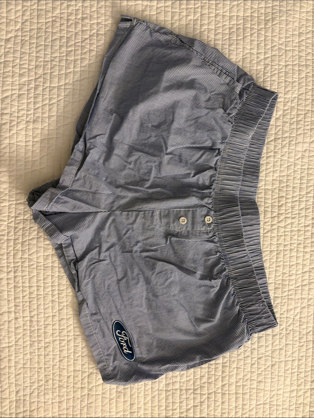 Ford Women's Navy Pinstripe Elastic-Waist Shorts